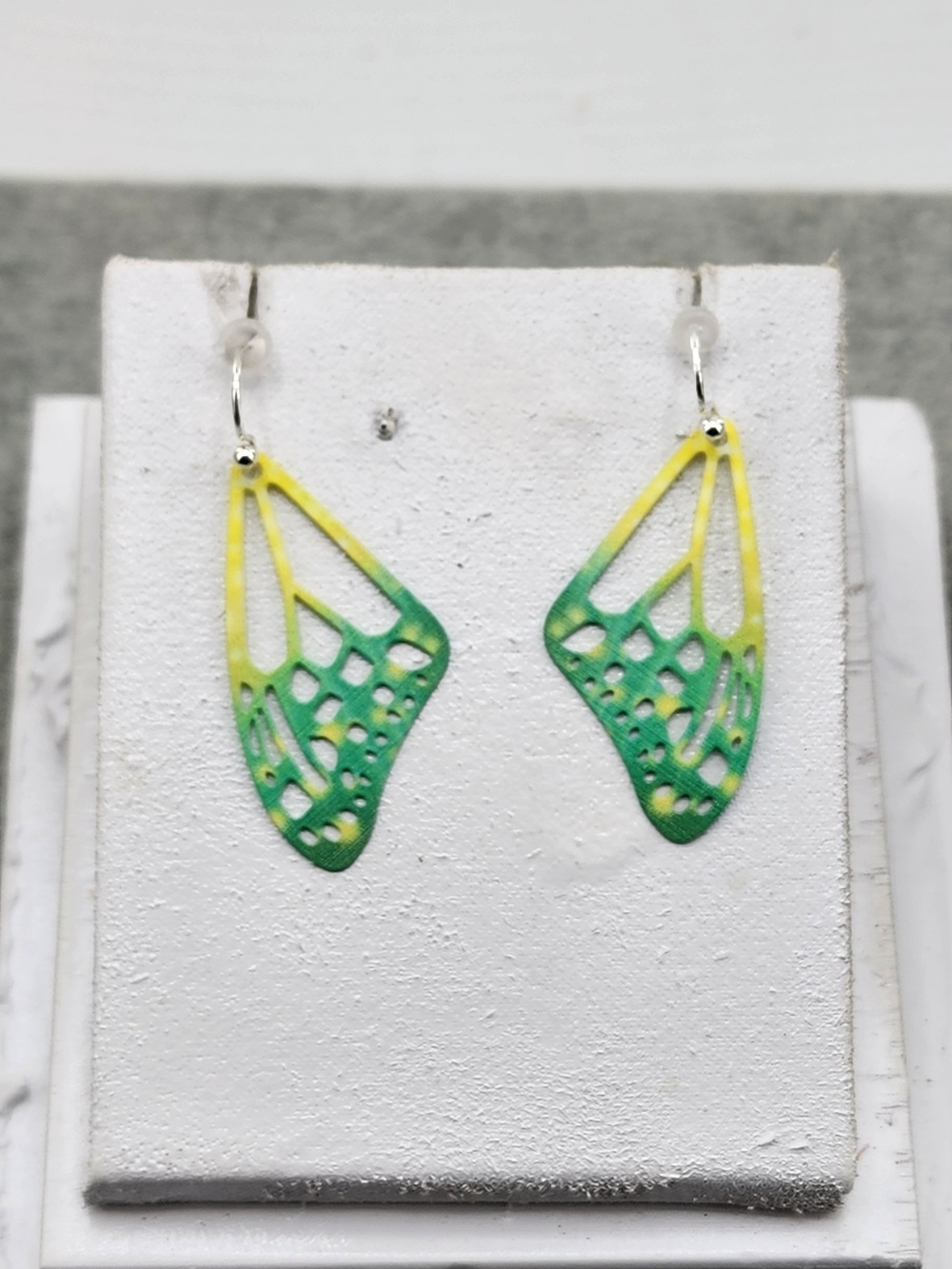 Delicate Yellow-Green Filigree Wing Drop Earrings - E005